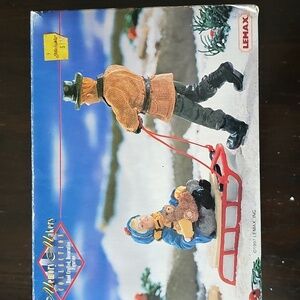 Lemax Memory Makers Sledding Scene with Red and Blue Accents